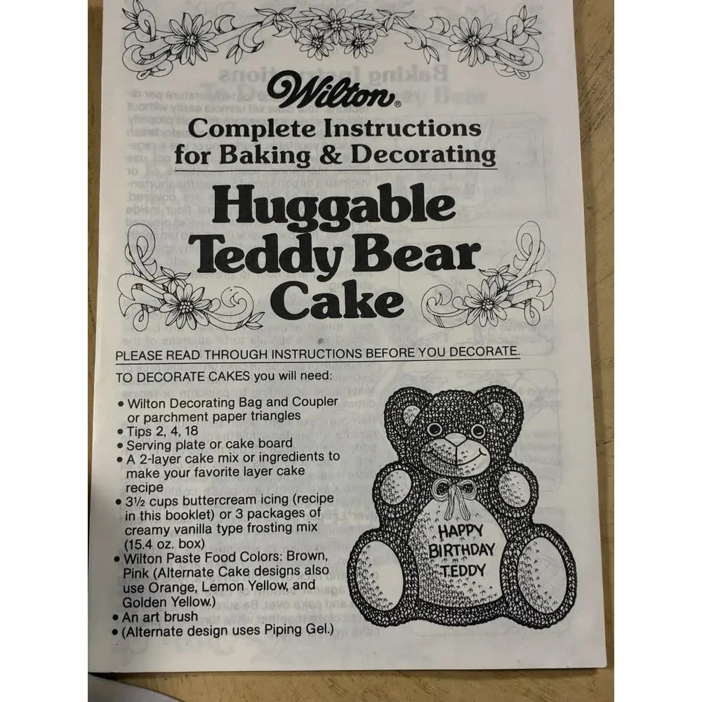 NEW 80s Aluminum Teddy Bear Cake Pan Bear Shaped Baking Molds & Booklet 1982 Vtg